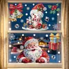 Decoraciones Navideñas Colorido Soñador Reno Muñeco de Nieve Adhesivo Estático Transfronterizo Efecto Brillo Papá Noel Pegatina para Vidrio