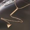 C012 Joyería europea y americana personalizada barra de metal simple geométrica borla triángulo collar corto para mujer cadena clavícula