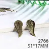 Acessórios DIY 51*17MM asas de liga pingente de pena vintage material de liga atacado