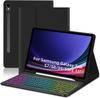 Teclado Bluetooth para Samsung Tab S9 FE 10.9 S7/S8/S9 11, funda de cuero con teclado retroiluminado colorido