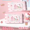 Lenços Umedecidos Sanrio Água Pura 80 Folhas Pacote Pequeno Doméstico Lenços Umedecidos para Mãos e Boca de Crianças Papel Amigo da Pele Lenços Umedecidos Descartáveis Atacado