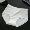 Calcinha Feminina Triangle 10A Algodão Puro Antibacteriana Malha Respirável Bolinhas Fofas Cintura Média Estilo Doce Japonês