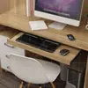Bandeja para Teclado debajo del Escritorio de Computadora, Bandeja de Madera, Estante con Cajón de Riel Deslizante Engrosado de Dos Secciones, Soporte para Ratón
