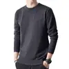 Camiseta Básica Gola Redonda para Homem, Suéter de Malha Simples Versátil para Outono e Inverno, Estilo Solto Tendência para Primavera e Outono