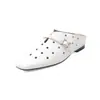Sandalias Transpirables Perforadas de Moda de Nicho de 2.5cm 2026 Verano Nuevos Zuecos Planos Slip-On de Punta Cuadrada