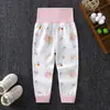 Pantalones de algodón para niños de primavera y otoño, pantalones de cintura alta para bebés, leggings para niños y niñas, pantalones de pijama para bebés que se pueden abrir