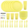 Juego de Vajilla Infantil Transfronterizo con Taza de Agua, Plato y Bol, Cuchillo, Tenedor, Cuchara, Plato y Plato de Plástico Colorido, Set de 30 Piezas para Exteriores