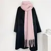 Cachecol de Lã Mohair Liso para Outono e Inverno para Mulheres, Estilo Coreano, Moderno, Versátil, Engrossado, Quente, Cachecol com Franjas, Xale para Mulheres, Atacado