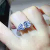 Anel Feminino de Moissanita Duplo Diamante 5 Quilates Cor D Vvs1 Diamante de Formato Irregular Anel de Diamante de Luxo Europeu e Americano Preço de Atacado