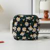 Bolsa Cosmética de Lona de Gran Capacidad Estilo Ins Bolsa de Aseo Bolsa de Almacenamiento para el Cuidado de la Piel Bordada con Margaritas Bolso de Mano Portátil