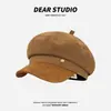 Boina Retro Estilo Maillard para Mujer Otoño Invierno Estilo Japonés Artística Versátil Adelgazante Octagonal Plana Gorra de Periodista