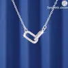 Collar Doble Ovalado Colgante de Doble Anillo Entrelazado con Diamantes Lujo Ligero Gama Alta Europeo y Americano Amazon Nueva Venta Directa de Fábrica