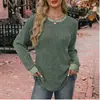 Camiseta tejida de Amazon transfronteriza europea y americana para mujer, nuevo top de manga larga casual holgado con bloques de color para otoño e invierno 2026