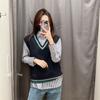 Estilo Japonês Outono 2023 Uniforme Jk Estilo Preppy Botão Flor Solto Gola V Colete Tricô Pulôver Feminino Y451682