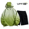 Ropa de Protección Solar de Seda Helada UPF100+ de Verano para Hombres, Chaqueta Anti-UV Holgada de Color Degradado para Parejas, Ropa Exterior para la Piel