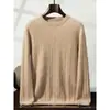 Suéter Grueso de Cachemira para Hombre con Siete Agujas, Cuello Redondo, Jersey de Manga Larga, Tejido de Cable de Color Sólido, Prendas de Punto Versátiles para Negocios Casual