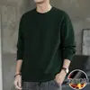 Camisa Base de Roupa Interior Térmica Forrada de Lã Masculina Outono e Inverno Veludo Dourado Engrossado Camiseta de Manga Comprida Slim-fit Gola Redonda Roupas Masculinas de Outono