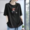 Nova Estilo Primavera e Verão 2026 Verão Ins Estilo Hong Kong Camiseta Estampada de Manga Curta para Mulheres Estilo Coreano Roupas Largas para Estudantes Tendência