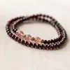 Pulseira de Granada e Cristal de Morango para Mulheres, Luxo Leve, Exquisita, Nicho, Contas de Cristal Rosa, Pulseira de Contas Soltas, Pulseira com Pingentes