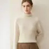 Nuevo Suéter de Cuello Alto de Cachemir Puro Otoño/Invierno 2026 para Mujer, Camisa Base de Punto Grueso Acanalado Holgada