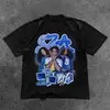 Camiseta Casual Retrô dos Anos 2000 para Menina Estampa Sza Y2K Feminina Manga Curta Gola Redonda Streetwear Harajuku Gótico