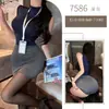 Música Nocturna Lencería Sexy Estilo Abstinencia Sexy Uniforme de Secretaria Sexy Tentación Traje Profesional Cadera Ajustada Qqny7586