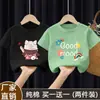 Camiseta de Verão Tendência e Versátil de Manga Curta para Meninas, Caimento Solto, Novo Estilo de Verão, Blusa 100% Algodão para Crianças