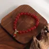 Pulseira de Ágata Vermelha Natural Joia para Ano do Zodíaco Feminino, Cabacinha da Sorte, Fivela Segura, Lingote da Fortuna, Pulseira que Vira Fortuna