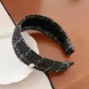 Diadema Ancha a Cuadros con Bloques de Color Estilo Chanel para Mujer, Pasador de Terciopelo Rojo, Diadema que Aumenta la Altura, Diadema Tejida de Otoño e Invierno
