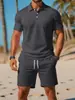Nuevo conjunto de verano para hombre, casual, deportivo, versátil, corte slim, manga corta, moda, camiseta POLO y shorts, transfronterizo