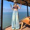 Calças Jeans Retas de Perna Larga Estilo Europeu 2025 Novas Cintura Alta Casual Jeans Calças de Perna Larga para Mulheres, Projetadas para Fazer as Pernas Parecerem Mais Longas e Finas