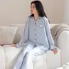 Pijama de algodón puro para mujer de Douyin, de manga larga y pantalón largo, moda de otoño, se puede usar en la calle, conjunto de dos piezas para casa, envío directo de una pieza