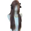 Peluca nueva de color marrón polvo, cabello largo y liso a la moda, muestra encaje blanco, pequeña cantidad de cabello de simulación, peluca para mujer, cobertura completa de la cabeza para mujer