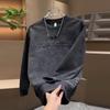 Otoño 2024 Nueva letra de acero con sello, sudadera sencilla, tendencia de moda para hombre, cuello redondo, combinable, informal, de manga larga para hombre