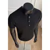 Camiseta de Tricô com Gola Henry de Manga Curta Estilo Old Money para Homens, Design Fino de Verão com Patchwork, Marca Tendência, Top Fresco de Meia Manga