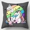 2021 Nuevo Cojín de Felpa Corta de AliExpress Funda de Cojín de Dibujos Animados Lindos Cojín con Estampado de Unicornio Cojín para Sofá