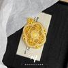Nuevo Estilo Chino Antiguo Dorado Punto Diamante Calado Filigrana Flor de Cuatro Hojas Colgante de Buda Arena Dorada Estilo Étnico Filigrana Cuerda Trenzada Collar