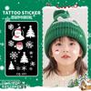 Adesivo de tatuagem branca para crianças de Natal, floco de neve, árvore de Natal, Papai Noel, adesivo de rosto lavável, colorido, duradouro, à prova d'água
