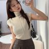 Corea del Sur Dongdaemun Nueva Retención recomienda Figura Femenina Hebra Decorativa Cuello Alto Tejido Camiseta Base