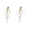 Pendientes Retro Europeos y Americanos con Flor y Hoja de Circonita Imitación Perla y Borla, Pendientes de Estilo Nicho de Alta Gama Transfronterizos