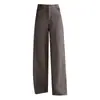 Pantalones de lana anchos y modernos para mujer, nuevo estilo otoño e invierno 2026, de cintura alta, corte holgado, adelgazantes, pantalones casuales con una bonita caída