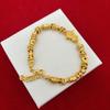 Loja de ouro com cor de ouro falso, futuro brilhante, moeda número um pequena, palavras auspiciosas, pulseira do deus da riqueza para embrulhar, nicho estilo chinês novo