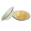 Cuenco para Sopa de Color Sólido Esmaltado Borde Rizado Amarillo Multitamaño Cuenco para Verduras Esmaltado Doméstico Cuenco para Arroz Verde Fruta Antiguo Lavabo para Verduras
