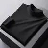 Ropa Térmica de Invierno de Doble Cara para Hombre, Cuello Alto Medio, Ropa Cálida con Forro Polar, Camiseta de Manga Larga de Color Sólido, Negro Puro en Línea