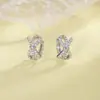 Brincos Super Fada Doces com Laço de Zircônia, Argolas de Orelha Estilo Coreano Dongdaemun, Brincos Delicados e Compactos Full Diamond para Meninas