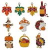 10 Gota de Aceite Dibujos Animados Serie de Acción de Gracias Lazo Hoja de Arce Erizo Hongo Colgante de Aleación Accesorios para Joyería DIY