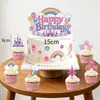 Banderola de cumpleaños estilo "novio/a de adolescente" más vendida transfronteriza, decoraciones de topper para pastel de castillo arcoíris