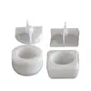Pote de Armazenamento de Gesso Cimentício com Corte Diamante Aroma de Papoula Molde de Silicone Vasinho DIY Vaso de Flores Molde para Copo de Vela