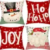 Nova Fronha de Almofada de Natal Papai Noel Alce Floco de Neve Pinheiro Linho Estampada Almofada Decorativa de Sofá