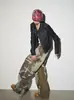 Pantalones de trabajo de camuflaje estilo callejero americano "Patchwork de Estampado de Leopardo" para Primavera/Otoño transfronterizos con cordón de contraste, jeans holgados de pierna ancha